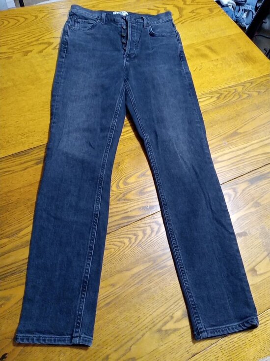 AGOLDE Jeans Womens 25 BLACK faded BUTTON FLY STRAIGHT LEGS ? Preowned Denim - Picture 2 of 12